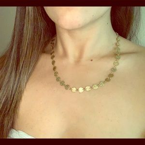 Gold color coin necklace, lobster clasp